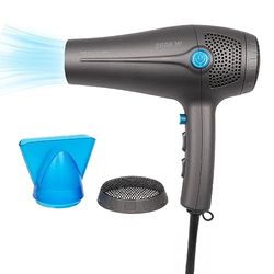 Sèche-cheveux professionnel 2000 W, câble rétractable sur simple pression d'un bouton, 3 niveaux de température/puissance avec 2 vitesses de ventilation, buse rotative à 360° (amovible)