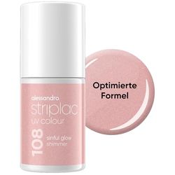 alessandro Striplac Smalto UV Sinful Glow Shimmer – coprente e antigraffio fino a 15 giorni – facile da applicare – Tecnologia di rimozione delicata – Vegano – Tortora 6,5 ml