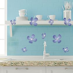 Walplus Cristal 3D púrpura Flores Pared Pegatinas, Vinilo, Multicolor, 33,5 x 11,5 x 3 cm