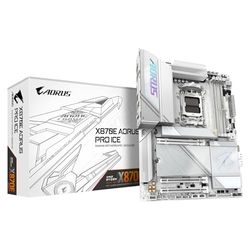 GIGABYTE Carte mère X870E AORUS Pro Ice - Prend en Charge Les processeurs AMD Ryzen 9000, VRM numérique 16+2+2 Phases, jusqu'à 8000MHz DDR5 (OC), 3xPCIe 5.0, Wi-FI 7, LAN 2.5GbE, USB 4
