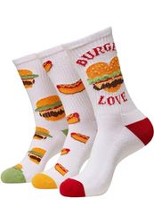 Mister Tee Burger Hot Dog Socks 3-Pack Calcetines, White, 43-46 Unisex Adulto