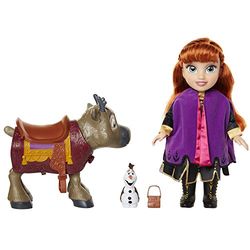 Frozen 2- Disney Muñeca Princesa Anna con Figuras de Olaf y el Reno Sven de Frozen II Set, Color replicas de la película, Talla Única (Glop Games 207164)