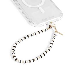 Case-Mate Ciondolo per telefono con perline e accenti dorati, cordino staccabile per telefono, cinturino da polso a mani libere, impugnatura regolabile per telefono da donna, iPhone 14 Pro Max/ 13 Pro
