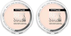 Maybelline Powder Foundation, Long-lasting 24H Wear, Medium to Full Coverage, Transfer, Water & Sweat Resistant, SuperStay 24H Hybrid Powder Foundation, 03 (Pack of 2)
