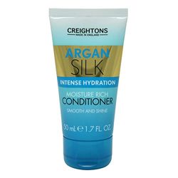 Creightons Argan Silk Moisture Rich Conditioner (50ml Travel Size Mini) - Professionally formulated with argan oil from Morocco, Replenishes moisture for strength & shine, For all hair types, Clear