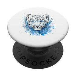 Amante del leopardo de las nieves Leopardo blanco Animal Nieve PopSockets PopGrip Adhesivo