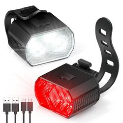 Blendura Fietslamp, led-fietsverlichting, oplaadbaar, USB, IPX6, waterdicht, 6 verlichtingsmodi, fietsverlichting voor en achter, voor nachtritten en kamperen