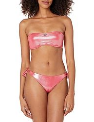 Emporio Armani Bikini Brasiliano da Donna con Fascia in Lycra a Pois e Fiocco Set, Corallo, S