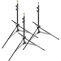 Manfrotto 1052BAC-3 Kit 3 Stativi Serie Babylight, Massima Altezza 237 cm per Luci, 3 Sezioni, Nero