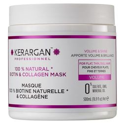 Kerargan - Masque Capillaire Volumisant à la Biotine & Collagène - Pour Cheveux Plats, Fins, Ternes - Volume et Brillance Intensifiés - Sans Sulfate, OGM, Huile Minérale - 500ml