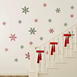 WALPLUS 60x28cm Christmas Decorations Wall Stickers Coloured Christmas Snowflakes Stickers Wall Art Window Display Clings Display Decals Living Room Sale Clearance Home Living Room Bedroom DIY Gift