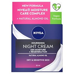 NIVEA Rich Regenerating Face Night Cream (50ml, Pack of 3), Almond Oil Moisturiser for Sensitive & Dry Skin, Perfect for Night time Skin Care Routines
