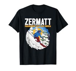 Zermatt Svizzera Cervino Sciare Sciatore Maglietta