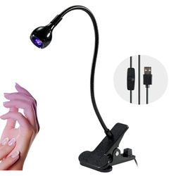 Lampa UV do paznokci żelowych 3 W, lampa do paznokci UV, lampa LED do paznokci z 4 regulowanymi poziomami intensywności do utwardzania lakieru do paznokci, mini lampa UV do paznokci z klipsem