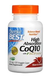 Doctor's Best High Absorption CoQ10 avec BioPerine, 100mg - 120 gélules végétales - Soutien Cardiovasculaire et Antioxydant