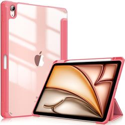 FINTIE Custodia per iPad Air 11 Pollici M3/M2 (2025/2024), iPad Air 5a/4a Gen 10,9" (2022/2020) con Portapenne - Sottile Leggero Trasparente Cover Posteriore con Bordo in TPU Morbido, Rosa