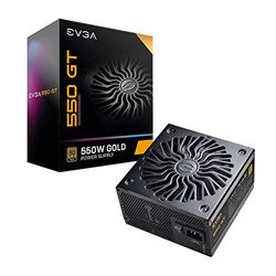 EVGA SuperNOVA 550 GT, 80 Plus Gold 550W, Fully Modular, Auto Eco Mode with FDB Fan, 7 Year Warranty, Includes Power ON Self Tester, Compact 150mm Size, Power Supply 220-GT-0550-Y2 (EU)