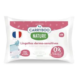 CARRYBOO - 4 x 58 chusteczek Dermo-Sensitive - Chusteczki dla niemowląt - Bezalergiczne chusteczki czyszczące - Kojąca pielęgnacja skóry wrażliwej
