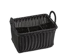 APS "ECONOMIC cestino portaposate con 4 scomparti, portaposate infrangibile, portaposate, contenitore per posate, nero, 18 x 26 cm, altezza 15 cm