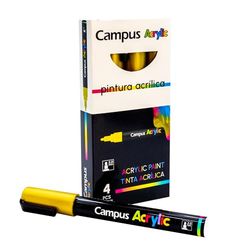 Campus Acrylic Markers, Pack of 2mm Round Tip Markers, Water-Based Non-Permanent Colors Markers, Opaque Paint and Quick Dry Acrylic Markers (Gold)