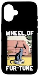 Wheel Of Fur-Tune Cat On Robot Vacuum Cleaner Cat Case for iPhone 16