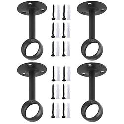 Anndason Curtain Rod Ceiling-Mount Bracket Curtain Rod Brackets Curtain Rod Holders (4 PCS, Black)