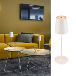 SLV VIOLINA Two Dimmable Battery Table Lamp Indoor and Outdoor IP 65 Weatherproof, Includes Quick Charging Base, Battery Life 12 Hours, Bedside Lamp, Table Lamp, Table Lamp, Battery Light, White