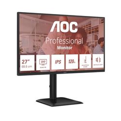 AOC Q27E4CV 27 Inch QHD Monitor, 120Hz, IPS, 4ms MPRT, Adaptive Sync, HDR Mode, Height Adjustment, Speaker, (2560x1440,HDMI 1x 2.0,DP 1x 1.4 USB Hub) Black