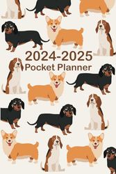 Pocket Planner 2024-2025 for Purse: Small 2-Year Monthly Agenda from January 2024 to December 2025 with Holidays, Cute Dogs Cover