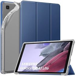 MoKo Custodia Protettiva Compatibile con Samsung Galaxy Tab A7 Lite 8.7 Pollici (SM-T225/SM-T220/SM-T227) 2021 Tablet, Retro Trasparente in TPU Ultra Sottile Leggero, Custodia in Tre-Ante, Blu Marino