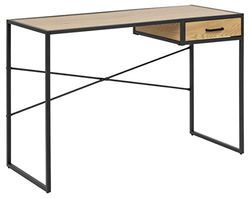 AC Design Furniture Jörn bureau met lade, B: 110 x H: 75 x D: 45 cm, wildeiken look/zwart, hout/metaal, 1 stuks.