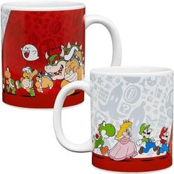 Paladone Tasse à café avec personnages Super Mario – Produit sous licence Nintendo – Cadeau pour les joueurs, les nerds, les fans de Nintendo Mario, les hommes et les amateurs de jeux rétro – 300 ml