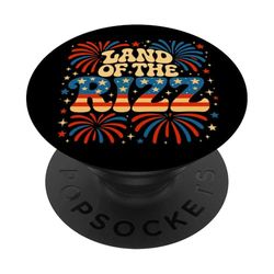 Tierra de los Rizz Vintage USA Groovy 4 de julio fuegos artificiales PopSockets PopGrip Adhesivo