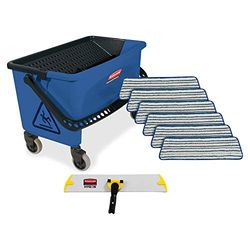 Rubbermaid Commercial Microfiber Finishing Floor Kit with Bucket and Finish Pads, 18-Inch