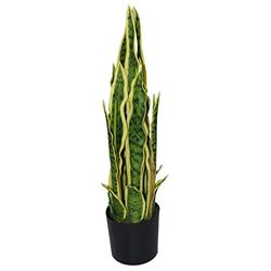 Leaf - Planta de cobra artificial, sansevieria, para interiores, cor amarela e verde, sansevieria, 55 cm