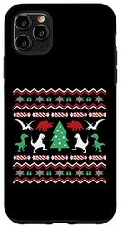 Custodia per iPhone 11 Pro Max Trex - Maglione natalizio per bambini, per amanti dei dinosauri, per le vacanze
