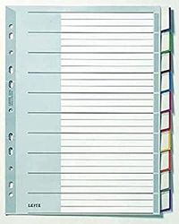 Leitz A4 Índice de plástico de 10 pestanas, design angular, sistema intercambiável de etiquetagem de pestanas, cinzento, separadores de plástico resistente, 127000