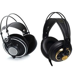 AKG K702 Open Back - Cuffie Tradizionali In Schiuma 3D E Fascia In Pelle, Nero & K240 Studio Semi Open Cuffie Tradizionali, Nero/Oro