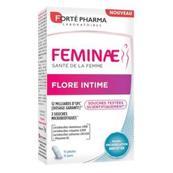 Forté Pharma - Feminae Flore Intime - Désagréments féminins - Probiotique flore vaginale, Lactobacillus - 12 milliards d'UFC + Vitamine B2-15 gélules, 1/jour