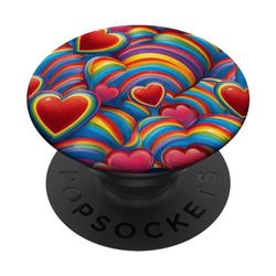 Arte colorido lindo del amor y del orgullo del corazón del PopSockets PopGrip Intercambiable