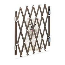 Relaxdays Barrière de sécurité Extensible Jusqu’à 96 cm, Chiens, 48,5-60 cm de Haut, Bambou, escaliers & Porte, Marron