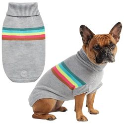 GF Pet Hondentrui, retro trui, gebreide wintertrui voor honden, gehaakte coltrui, hondenjas, grijze mix, large