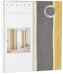 Fusion Almofada listrada Whitworth, 100% algodão poliéster, Ocre, Curtains: 46" Width x 54" Drop (117 x 137 cm)