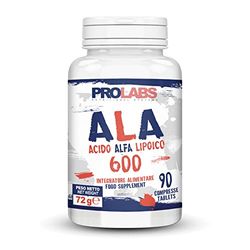Prolabs ALA 600-90 compresse da 600 mg di Acido Alfa Lipoico ad alto dosaggio - Azione antiossidante e neuroprotettiva - Controllo del livello di zuccheri nel sangue - Vegan