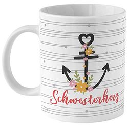 Die Geschenkenkewelt 46480 Gruss und Co Tasse en porcelaine Motif cœur de sœur 35 cl