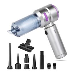 Romon Aspirador de Mano, Aspiradora de Mano 4 En 1 Mini Aspirador Coche Potente Portátil Recargable 16000PA Aspiradora De sin Cable Coche Potente Pequeña Aspirador Sofa para Coche Hogar Limpieza
