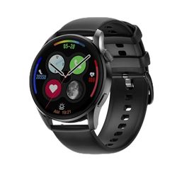 DAM DT3 Smartwatch met meldingen, gedeeld display, multisport-modi en hartslagmonitor, 4,5 x 1,2 x 5 cm, kleur: zwart, Normaal