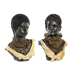 Figura Decorativa DKD Home Decor Africana 26 x 20 x 42 cm Negro Beige Colonial (2 Unidades)