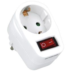 Amig - Ladrão de tomadas tipo Schuko de 1 via Mod.3213 com tomada de terra para ligar aparelhos elétricos - adaptador de parede com interruptor - Tensão máxima: 250 V - Amperagem máxima: 10/16 A