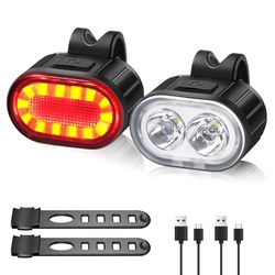 Oderra Lumiere Velo Avant et Arrière - Lampe Velo LED Puissante Rechargeable USB, 4/6Modes (Fixe/Stroboscopique) Étanche IPX4 - Autonomie Prolongée - pour VTT, Vélo, Skateboard